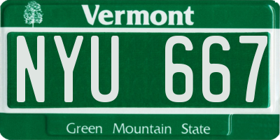 VT license plate NYU667