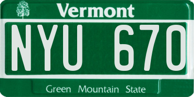 VT license plate NYU670