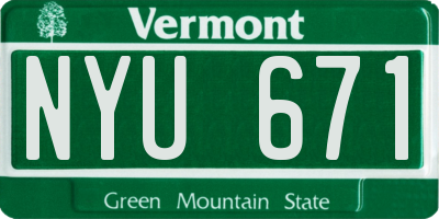 VT license plate NYU671