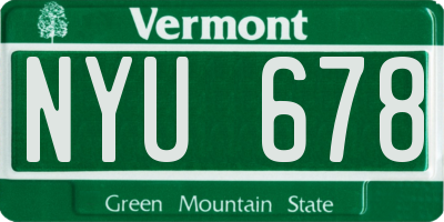 VT license plate NYU678