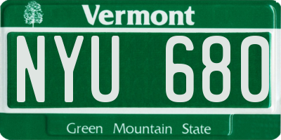 VT license plate NYU680