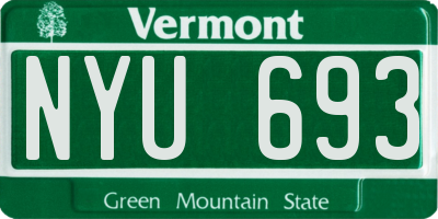 VT license plate NYU693