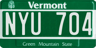 VT license plate NYU704