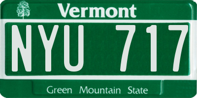 VT license plate NYU717