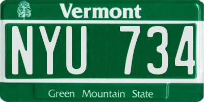 VT license plate NYU734