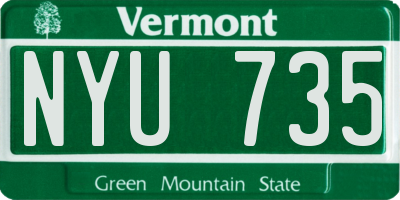 VT license plate NYU735
