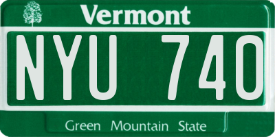 VT license plate NYU740