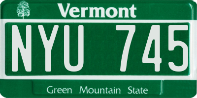 VT license plate NYU745