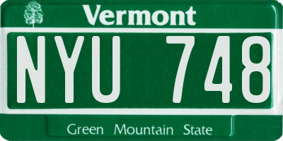 VT license plate NYU748