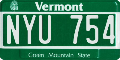 VT license plate NYU754