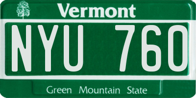VT license plate NYU760