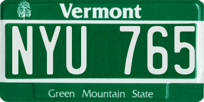 VT license plate NYU765