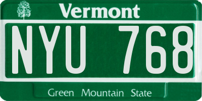 VT license plate NYU768