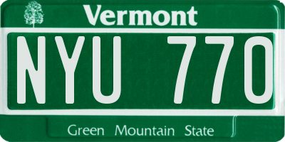 VT license plate NYU770