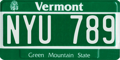 VT license plate NYU789