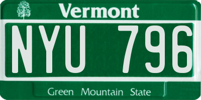 VT license plate NYU796