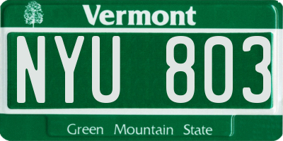 VT license plate NYU803