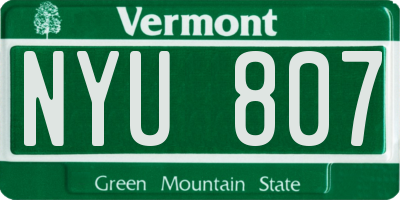 VT license plate NYU807