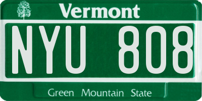 VT license plate NYU808