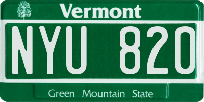 VT license plate NYU820