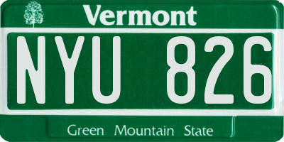 VT license plate NYU826