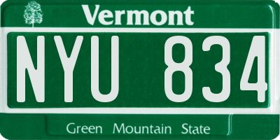 VT license plate NYU834