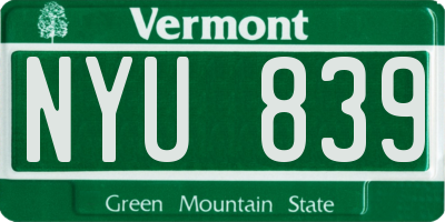 VT license plate NYU839