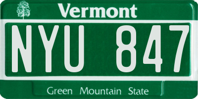 VT license plate NYU847