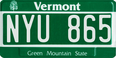 VT license plate NYU865