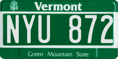 VT license plate NYU872