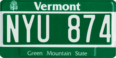 VT license plate NYU874