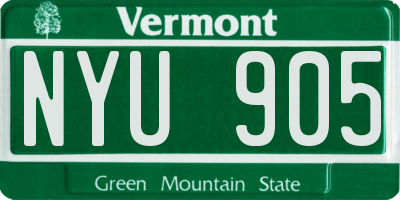 VT license plate NYU905