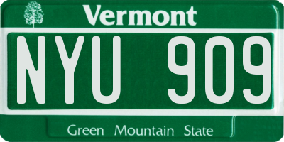 VT license plate NYU909