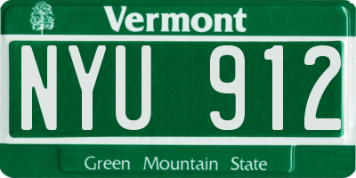 VT license plate NYU912