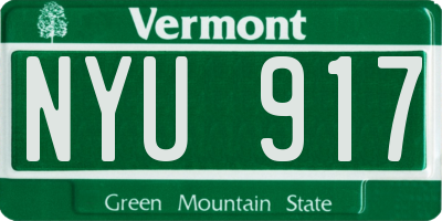VT license plate NYU917