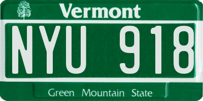 VT license plate NYU918