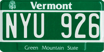 VT license plate NYU926