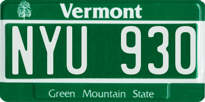 VT license plate NYU930