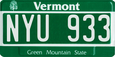 VT license plate NYU933