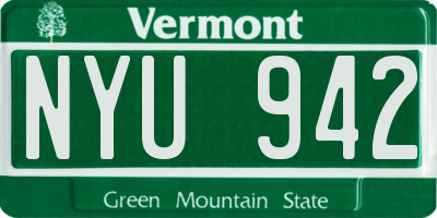 VT license plate NYU942