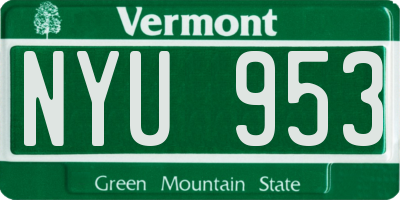 VT license plate NYU953