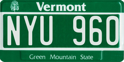 VT license plate NYU960