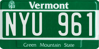 VT license plate NYU961