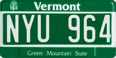 VT license plate NYU964