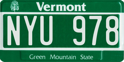 VT license plate NYU978