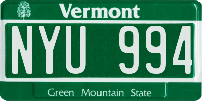 VT license plate NYU994