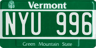 VT license plate NYU996