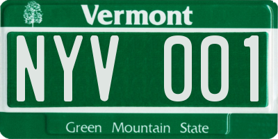 VT license plate NYV001