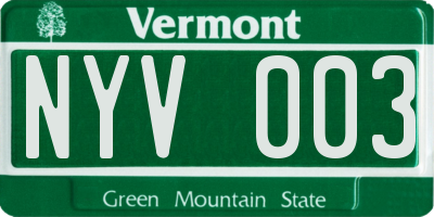 VT license plate NYV003