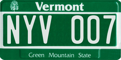 VT license plate NYV007